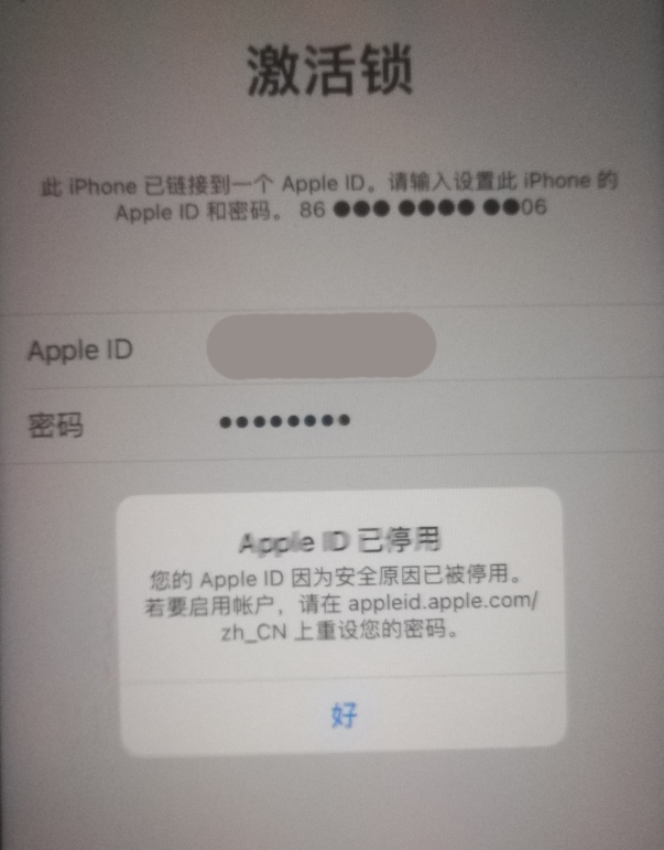 蚌山苹果手机维修分享iPhone 12 出现提示“Apple ID 已停用”怎么办 